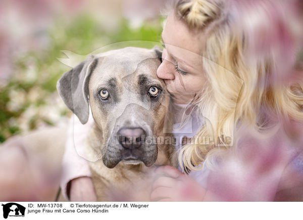 junge Frau mit Cane Corso Hndin / young woman with Cane Corso / MW-13708