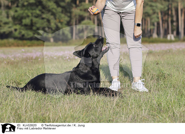 Frau mit Labrador Retriever / woman with Labrador Retriever / KJ-02820