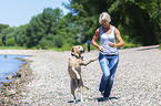 Frau mit Labrador Retriever