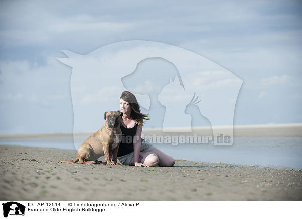 Frau und Olde English Bulldogge / AP-12514