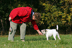 Frau und Parson Russell Terrier