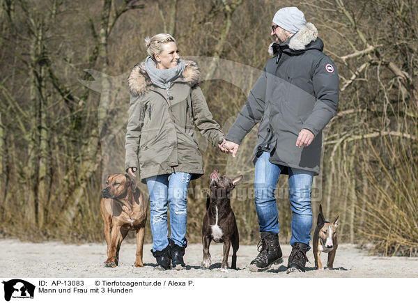 Mann und Frau mit 3 Hunden / man and woman with 3 dogs / AP-13083