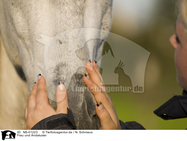 Frau und Andalusier / woman and Andalusian horse / NS-01223
