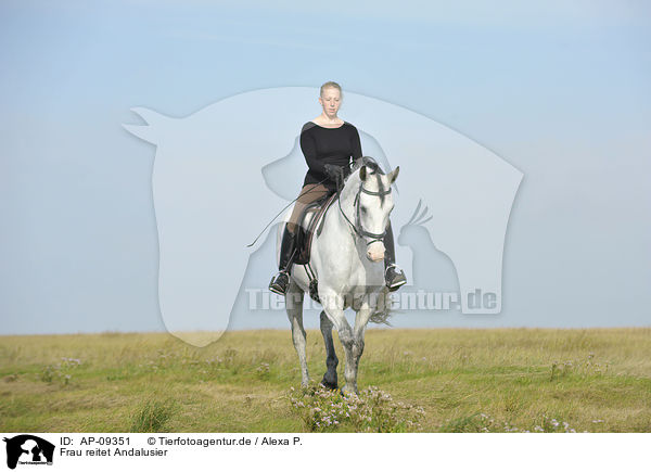 Frau reitet Andalusier / woman rides Andalusian horse / AP-09351