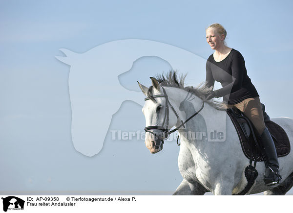 Frau reitet Andalusier / woman rides Andalusian horse / AP-09358