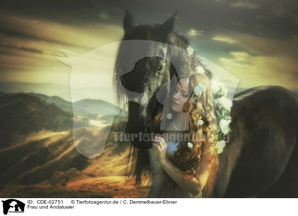 Frau und Andalusier / woman and Andalusian Horse / CDE-02751