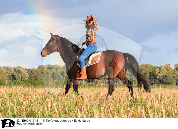 Frau mit Andalusier / EHO-01744