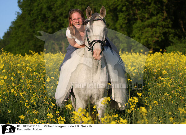 Frau reitet Araber / woman rides arabian horse / BES-01118