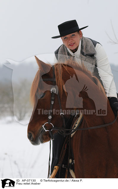 Frau reitet Araber / woman rides arabian horse / AP-07130