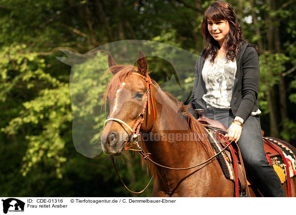 Frau reitet Araber / woman rides arabian horse / CDE-01316