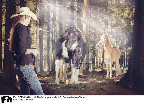 Frau und 2 Pferde / woman and 2 horses / CDE-01870