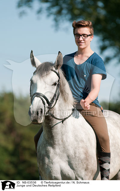 Junge und Deutsches Reitpferd / boy and warmblood / NS-03536