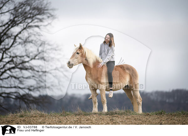 Frau und Haflinger / woman and Haflinger horse / VJ-03788