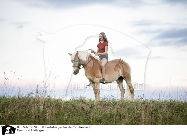 Frau und Haflinger / woman and Haflinger horse / VJ-03876