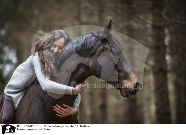 Hannoveraner mit Frau / Hanoverian Horse with woman / JRO-01085