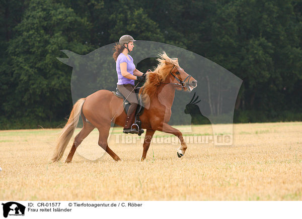 Frau reitet Islnder / woman rides Icelandic horse / CR-01577