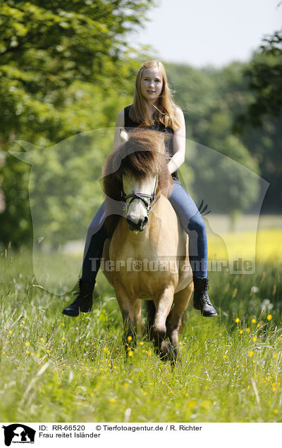 Frau reitet Islnder / woman rides Icelandic horse / RR-66520