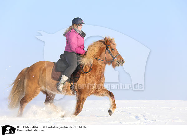 Frau reitet Islnder / woman rides Icelandic horse / PM-06484