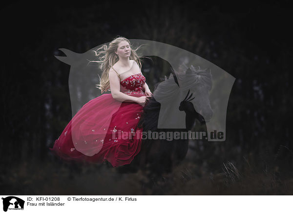 Frau mit Islnder / woman with Icelandic Horse / KFI-01208