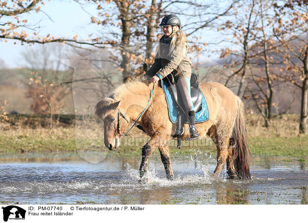 Frau reitet Islnder / woman rides Icelandic horse / PM-07740