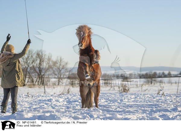 Frau und Islnder / woman and Icelandic horse / NP-01481
