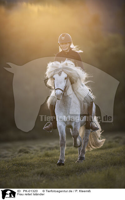 Frau reitet Islnder / woman rides Icelandic horse / PK-01320