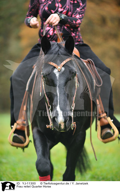 Frau reitet Quarter Horse / woman rides Quarter Horse / YJ-11300