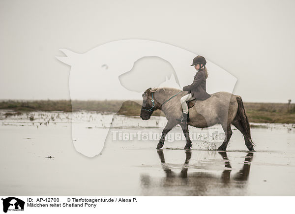 Mdchen reitet Shetland Pony / girl rides Shetland Pony / AP-12700