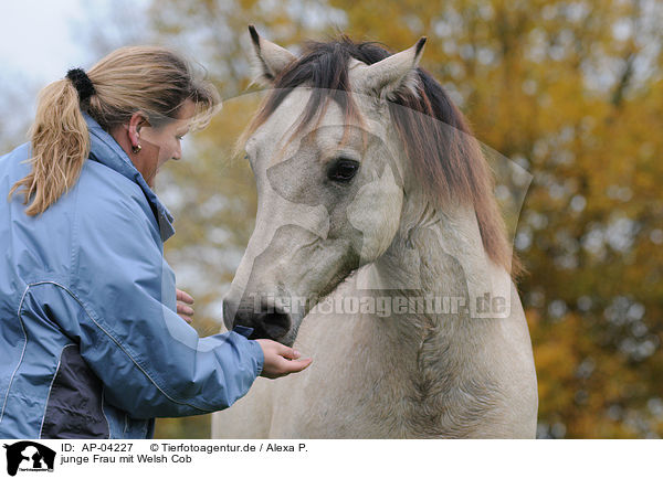 junge Frau mit Welsh Cob / young woman with Welsh Cob / AP-04227