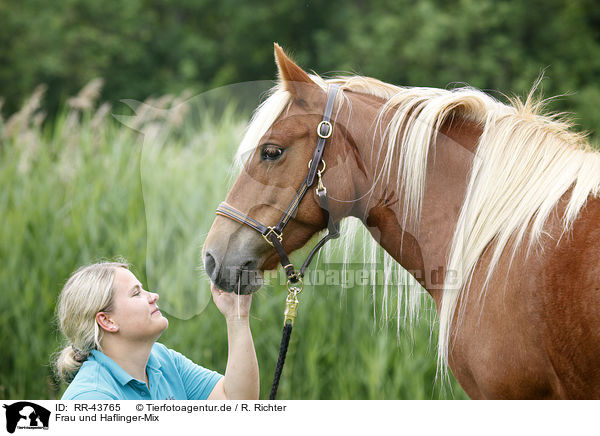 Frau und Haflinger-Mix / woman and crossbreed / RR-43765