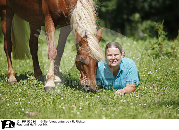 Frau und Haflinger-Mix / woman and crossbreed / RR-53586